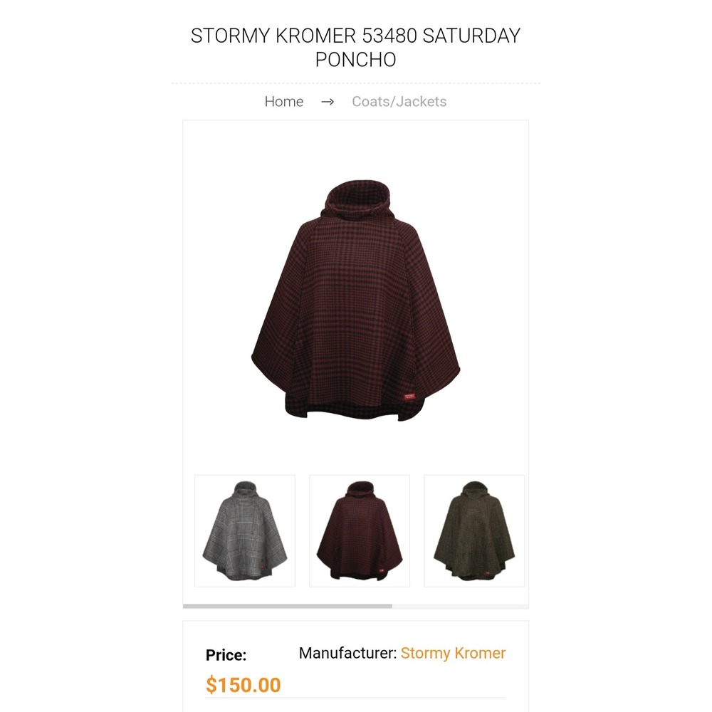 Stormy Kromer 53480 Saturday Poncho Red Black Plaid Wool Blend One Size Womens
